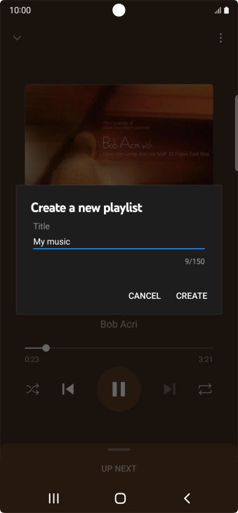 Key in a name for the playlist and press CREATE.