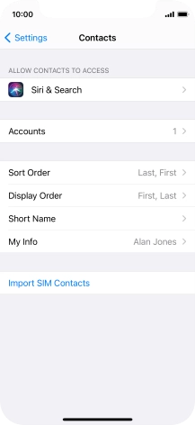 Press Import SIM Contacts.