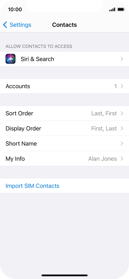 Press Import SIM Contacts.