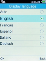 Select the required language and press the Left selection key.