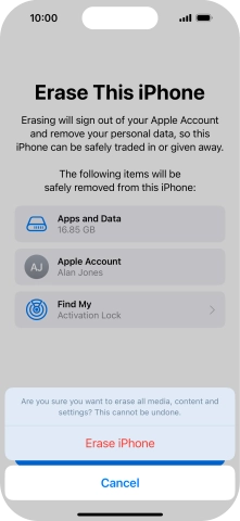 Press Erase iPhone.