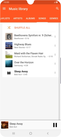 Press the song title at the bottom of the screen.