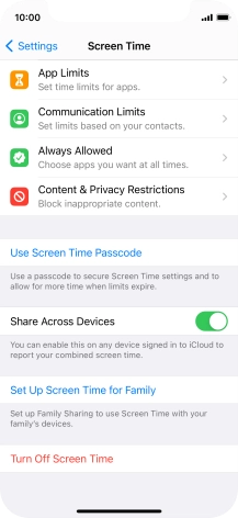 Press Use Screen Time Passcode and follow the instructions on the screen to select a Screen Time password.