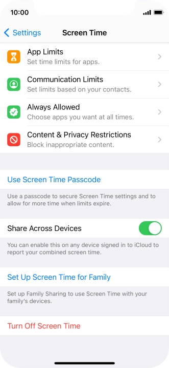Press Use Screen Time Passcode and follow the instructions on the screen to select a Screen Time password.