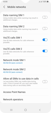Press Network mode ‹SIM›.