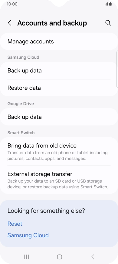 Press Manage accounts.