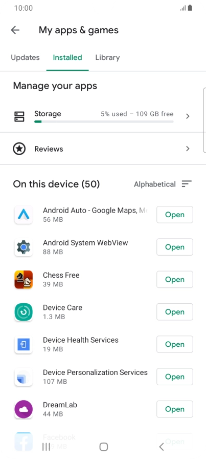 Press the required app.