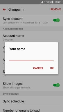Key in the required sender name and press OK.