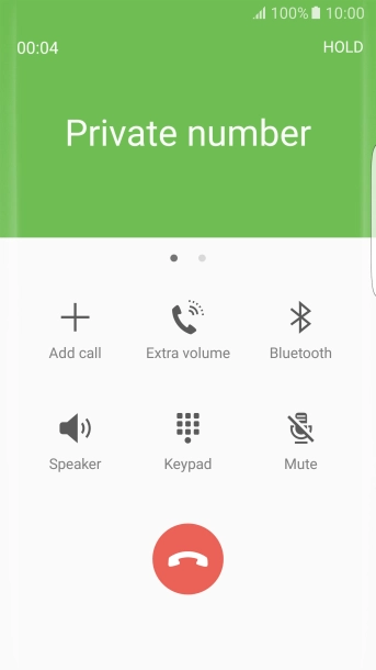 Press the end call icon.