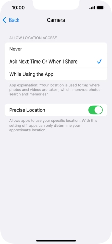 Press the required setting to turn the function on or off.