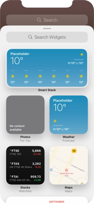 Press the required widget.