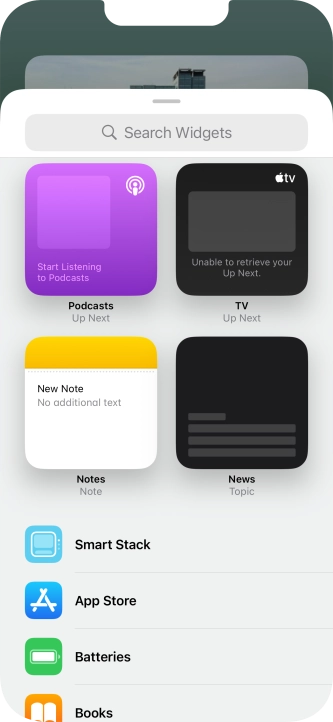 Press the required widget. Press the required widget.