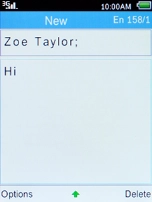 Highlight the text input field, key in the required text and press the Left selection key.