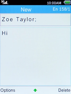 Highlight the text input field, key in the required text and press the Left selection key.
