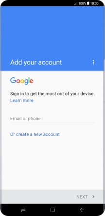 If you don t have a Google account, press Or create a new account and follow the instructions on the screen to create an account.