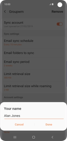 Key in the required sender name and press Done.