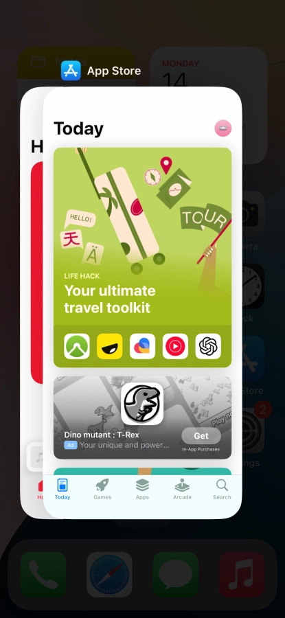 Slide upwards on the required application to end it.