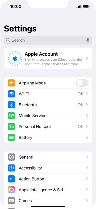 Press Apple Account.