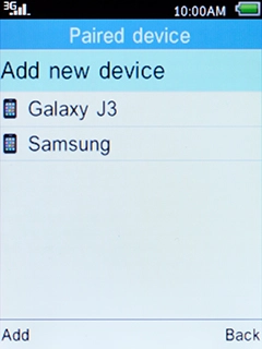 Select Add new device and press the Left selection key.