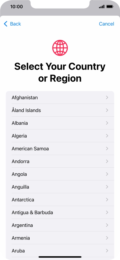 Press the required country.