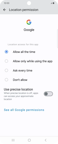 Press the required setting.