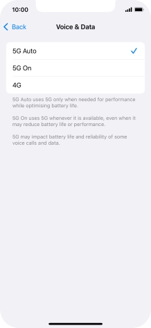 To turn on automatic switch between 5G and 4G, press 5G Auto.