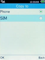 Select SIM and press the Left selection key.