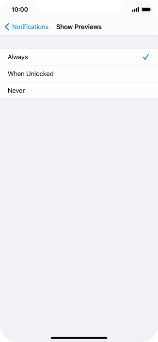 To select notification preview on the lock screen, press Always (Default).