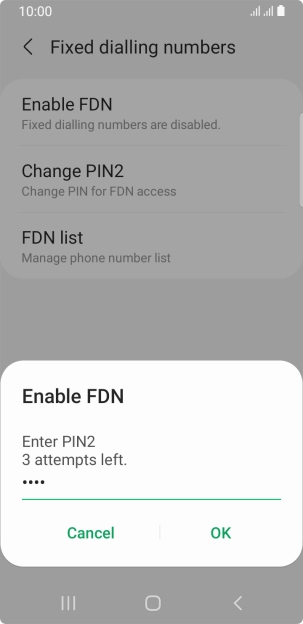 Key in your PIN2 and press OK.