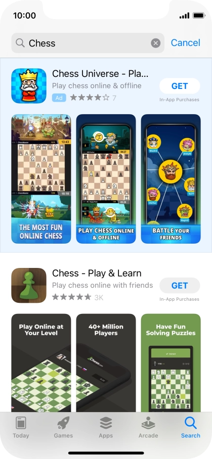 Press the required app.