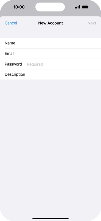 Press Password and key in the password for your email account.