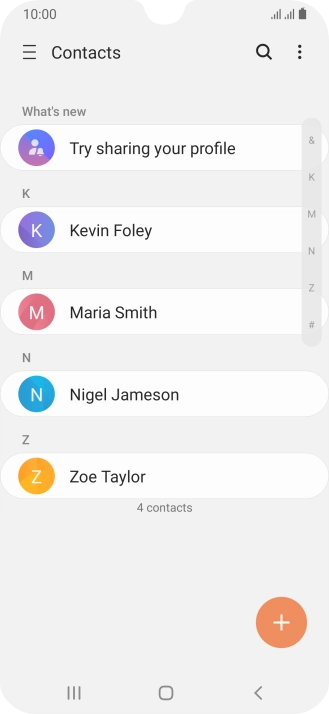 Press the required contact. Press the required contact.