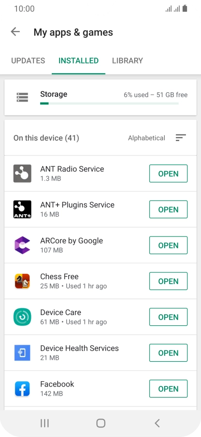 Press the required app.
