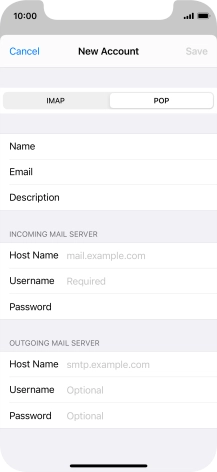 Press Host Name and key in the name of your email provider's incoming server.