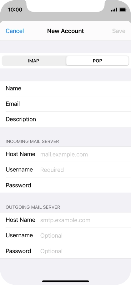 Press Host Name and key in the name of your email provider's incoming server.