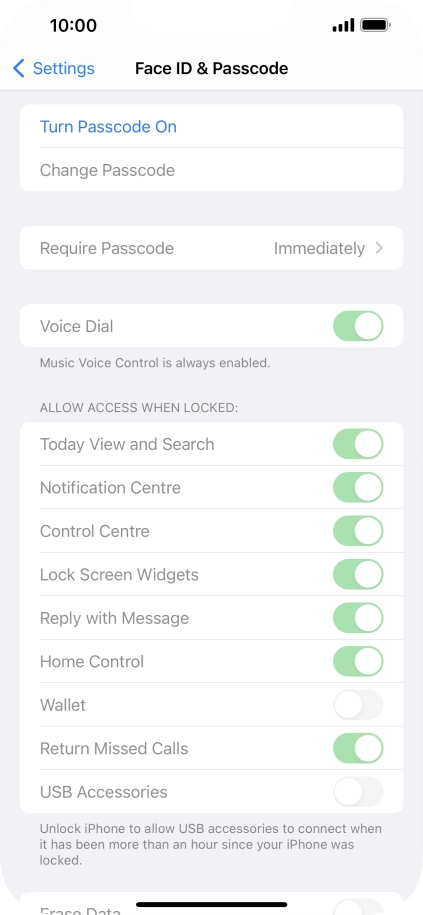 Press Turn Passcode On and key in a phone lock code of your own choice twice. Press Turn Passcode On and key in a phone lock code of your own choice twice.