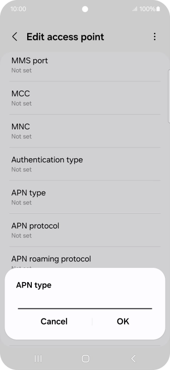 Key in default and press OK.