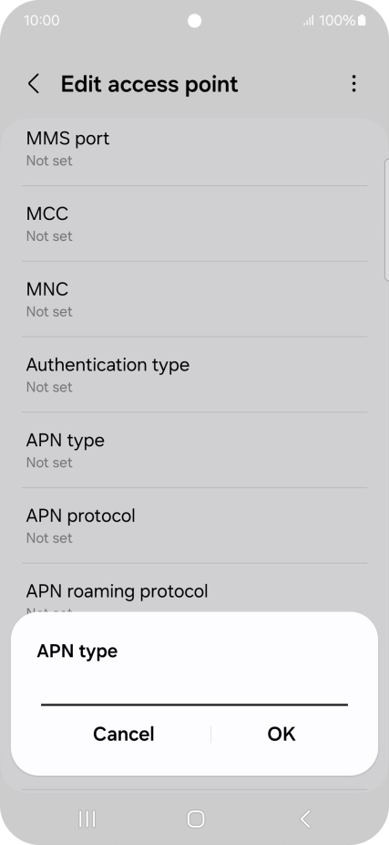 Key in default and press OK.