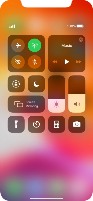 Press the flight mode icon to turn the function on or off.
