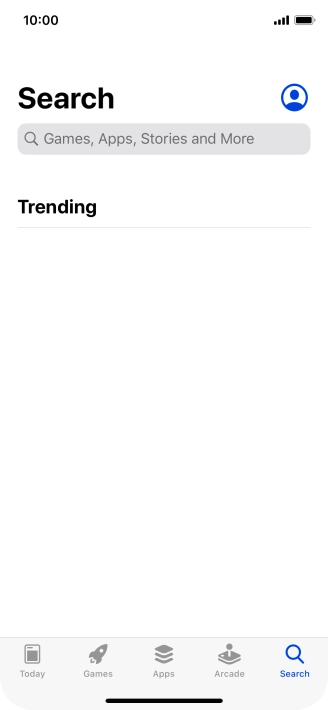 Press the search field and key in the name or subject of the required app.