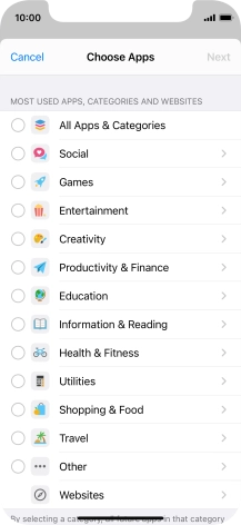Press the required categories.
