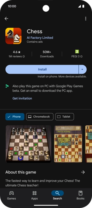 Press Install and follow the instructions on the screen to install the app.