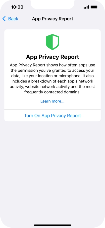 Press Turn On App Privacy Report to turn on the function.