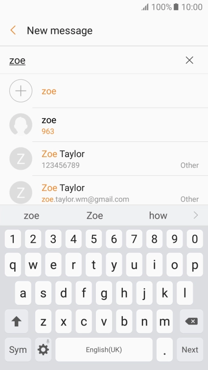 Press the required contact.