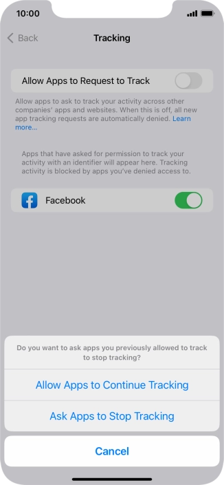 If you turn off the function, press the required setting.