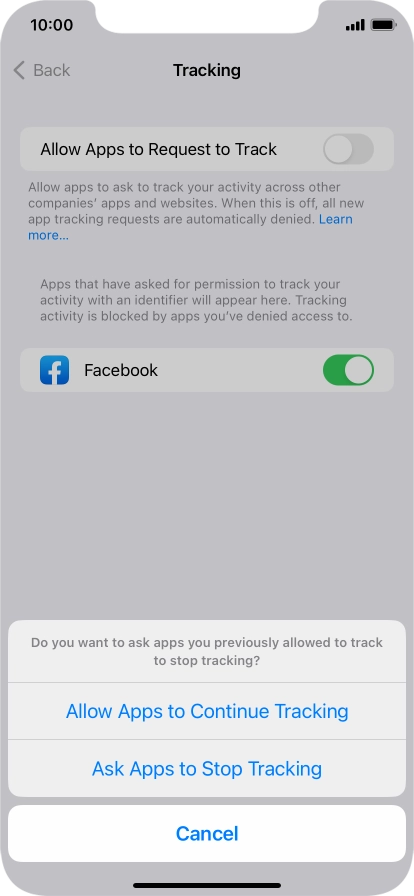 If you turn off the function, press the required setting.