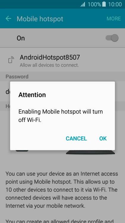 If Wi-Fi is turned on, press OK.