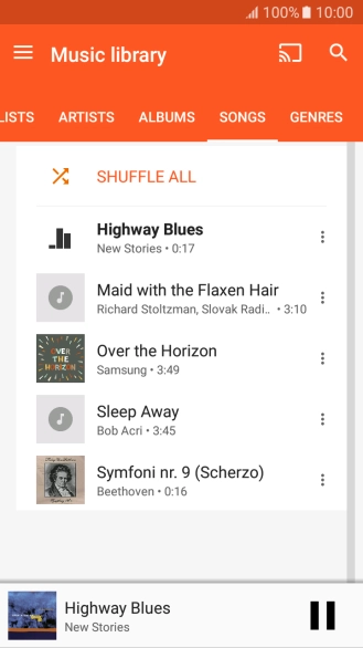 Press the song title at the bottom of the screen.