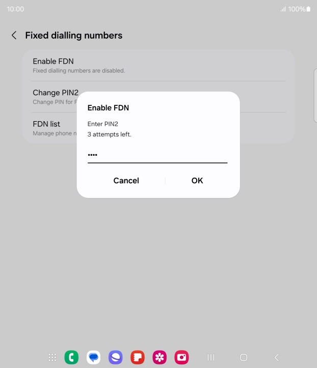 Key in your PIN2 and press OK.