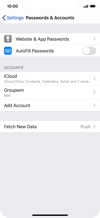 Press the name of the email account you've just set up. Press the name of the email account you've just set up.